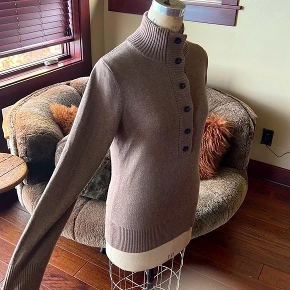 Eddie Bauer button mock neck sweater M - Picture 6 of 10